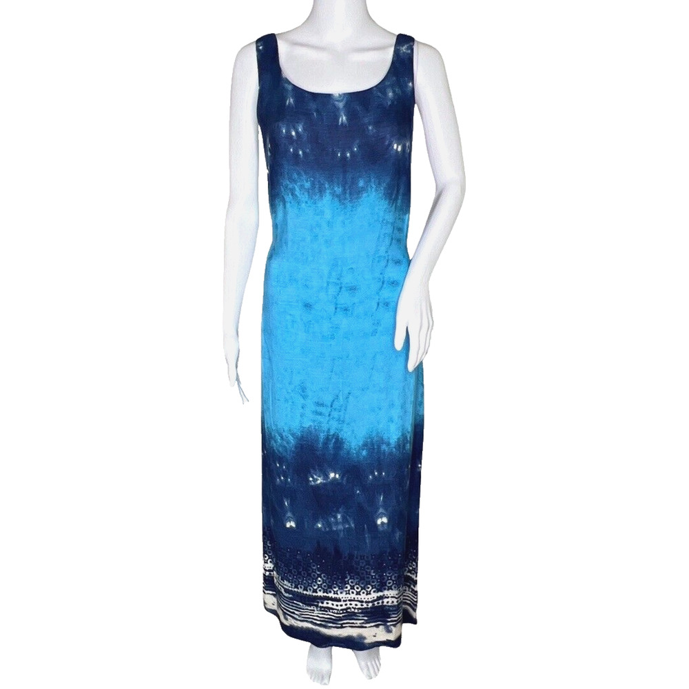Sinequanone Dress Womens XS Blue White Tie Dye Maxi Casual‎ Boho Bohemian Hippie